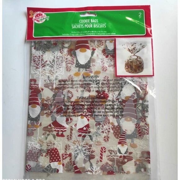 Christmas Gift Bags Set 2 With Tags Ribbon & Base Holiday Treat Bags For Giftin - Picture 1 of 13